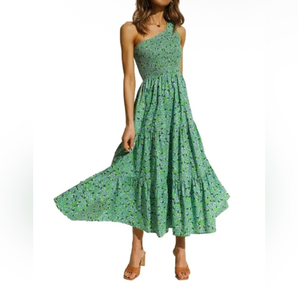 BTFBM Floral Green Sleeveless Dress